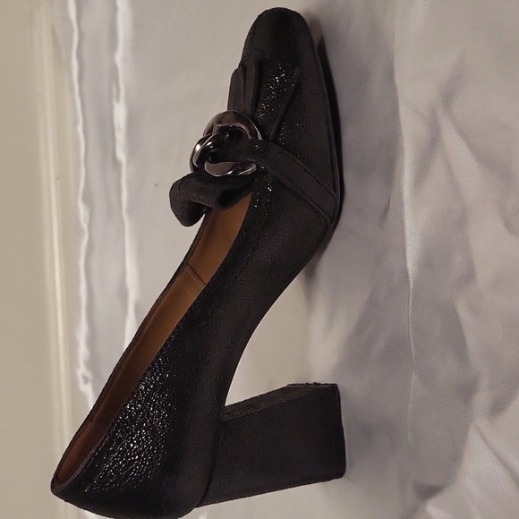 Roberto Festa Milano Black Leather Chain Pumps Size 6 - Picture 3 of 7